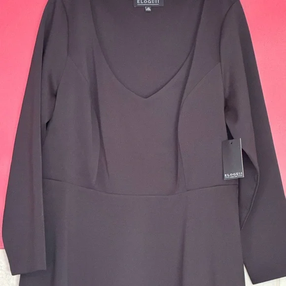 ELOQUII 20 Black Fit & Flare 3/4 Long Sleeve Dress New 20W - Picture 6 of 12